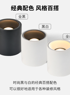 明装单头圆形射灯led吸顶式斗胆灯客厅卧室方形无主灯