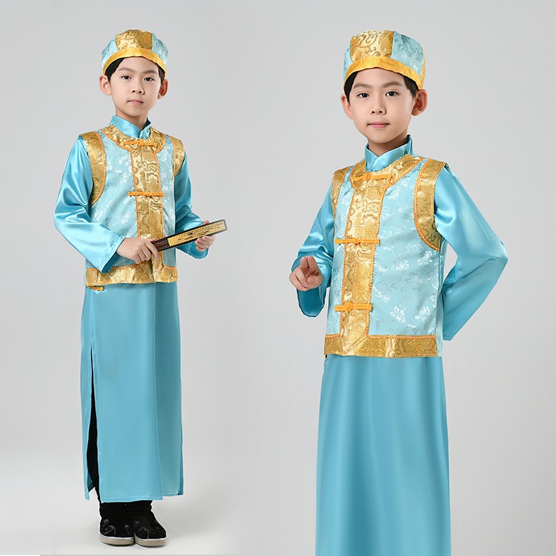 儿童古装满族服装男清朝少爷阿哥男童汉服宫廷古装小孩书童演出服