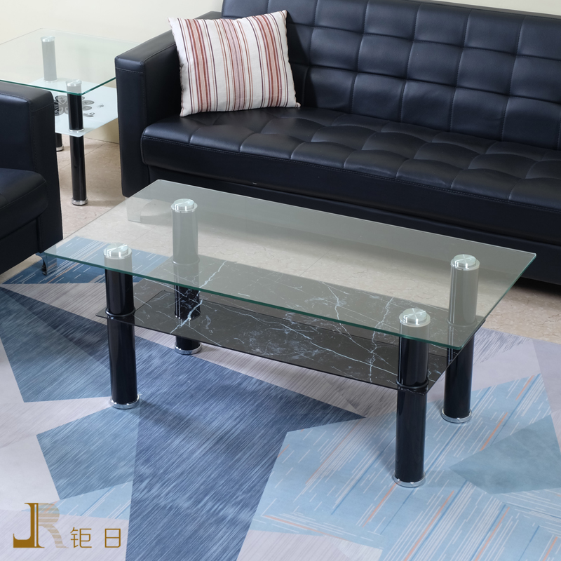 钜日 双层时尚玻璃茶几脚 圆形简约铝管花纹餐桌脚 桌腿家俱配件