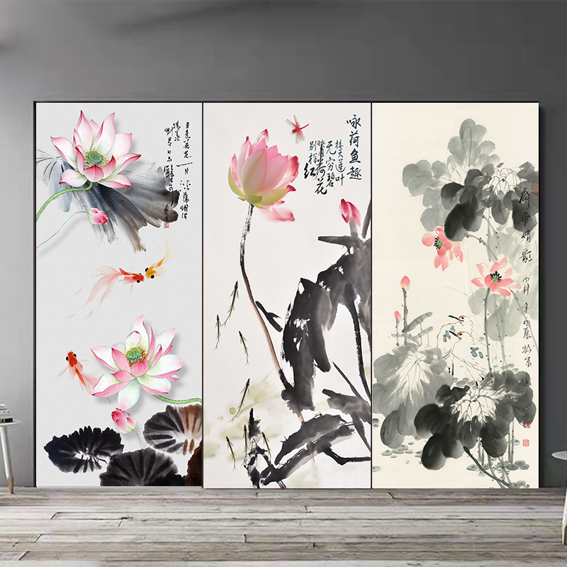 荷花门贴画整张自粘装饰木门翻新衣柜贴纸卫生间玻璃移门防水贴画