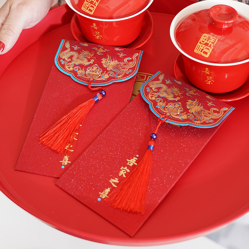 吾家婚品创意新人婚礼结婚红包中式千元利是封个性喜字流苏