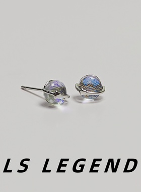星球轨道耳钉银针925彩色男款个性女小巧简约星星防过敏小众轻奢