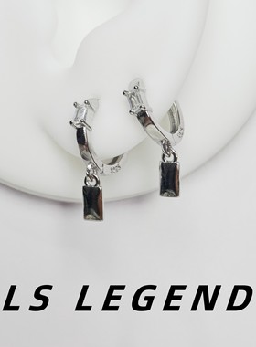 方块锆石银针耳环男潮流个性中性防过敏女独特小众单只艺术高级感