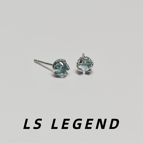 蓝色水晶S925纯银简约中性款耳钉
