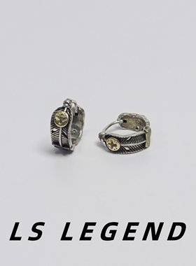 复古羽毛做旧耳环银针个性中性港风藏式男单只女痞帅小众潮流美式