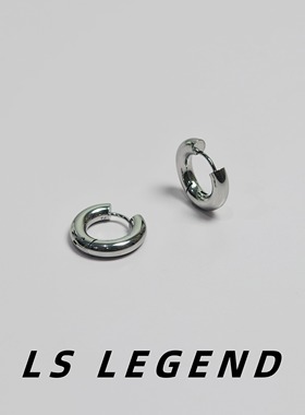 LS钛钢加粗素圈耳环男女不掉色简约耳扣中性美式个性痞帅夸张圆圈