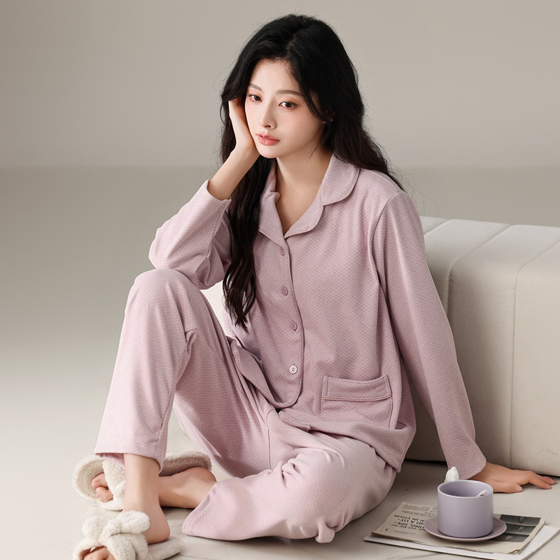 绮瑞女士家居服春秋澳舒棉睡衣秋冬女款休闲德绒保暖宽松大码套装