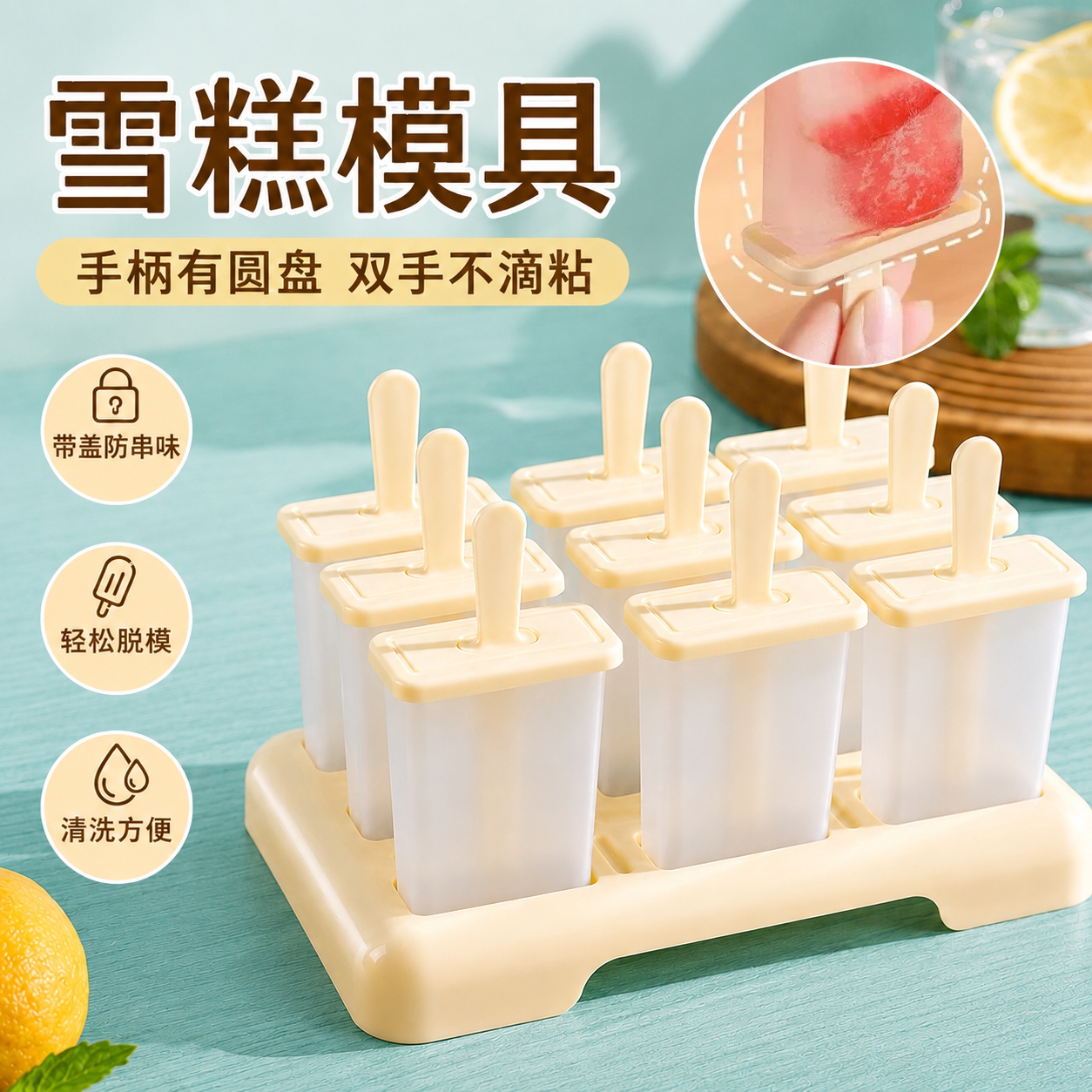 雪糕模具DIY制作冰棒棍带盖防串味轻松脱模制冰盒冰冻制冰分格盒