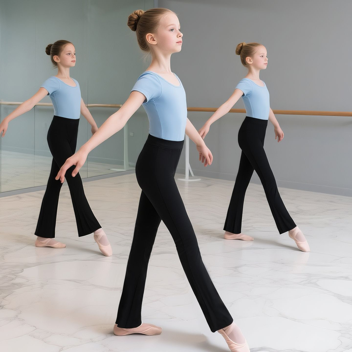 儿童舞蹈裤直筒裤女练功服形体跳舞裤子少儿黑色训练健美操瑜伽