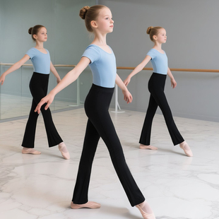 儿童舞蹈裤直筒裤女练功服形体跳舞裤子少儿黑色训练健美操瑜伽