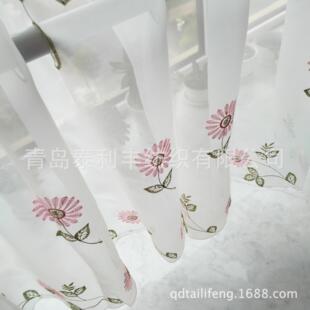供应特例纶粉色雏菊咖啡帘 厨房小半帘 尺寸全 餐厅隔断阳台帘