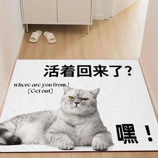 搞笑创意宠物入户地毯活着回来就行地垫家用门口进门防滑丝圈门垫