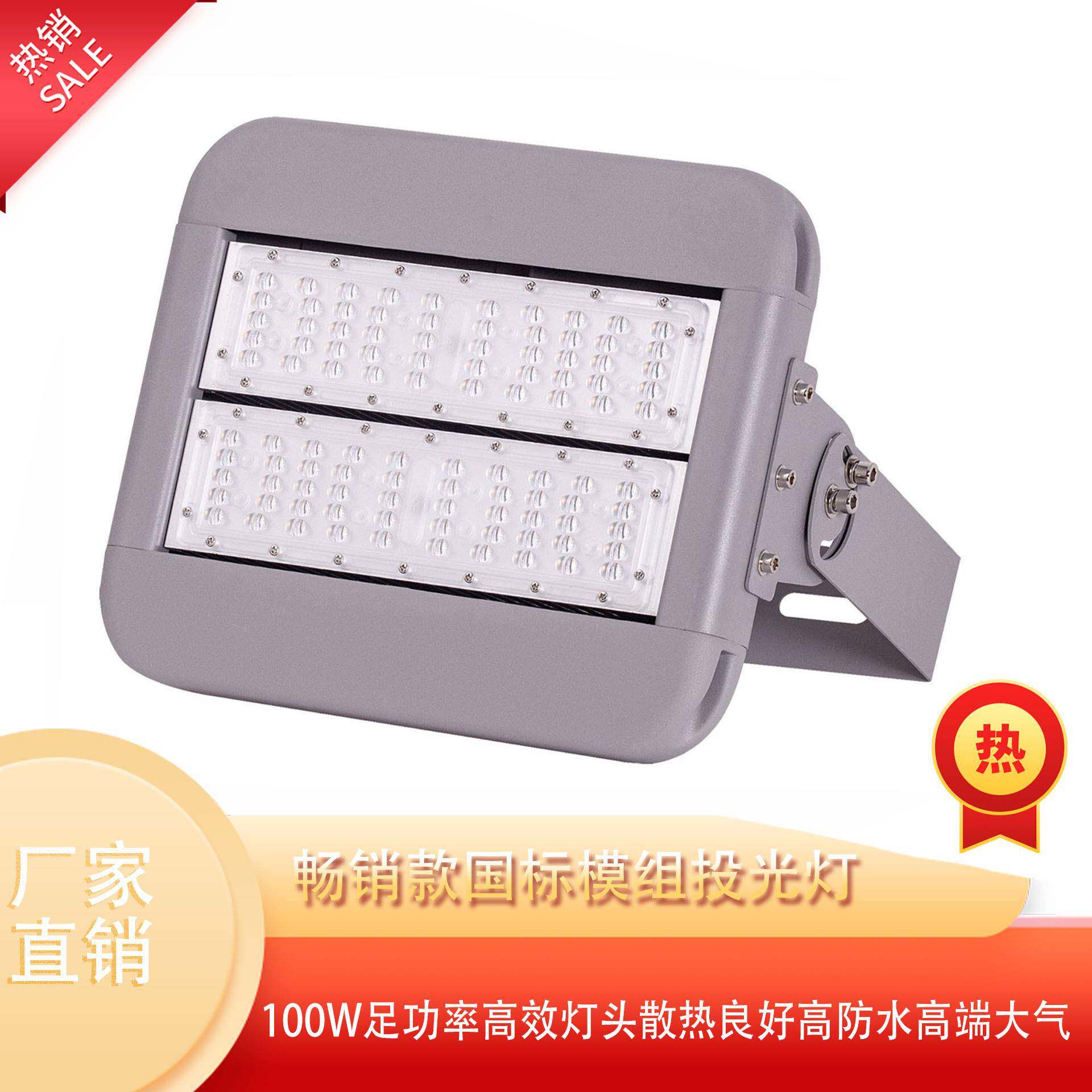户外照明国标模组投光灯100W足功率高效灯头高防水
