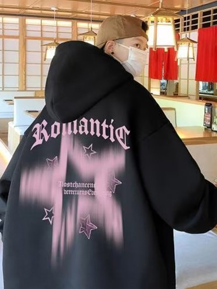 미국 복고풍 후드 티셔츠 남성 가을 겨울 특대 유행 브랜드 헤비 까마귀 하이 스트리트 힙합 루즈 자켓