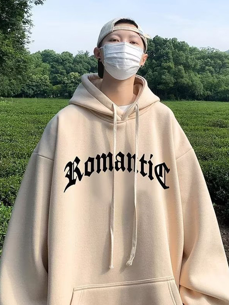 미국 복고풍 후드 티셔츠 남성 가을 겨울 특대 유행 브랜드 헤비 까마귀 하이 스트리트 힙합 루즈 자켓