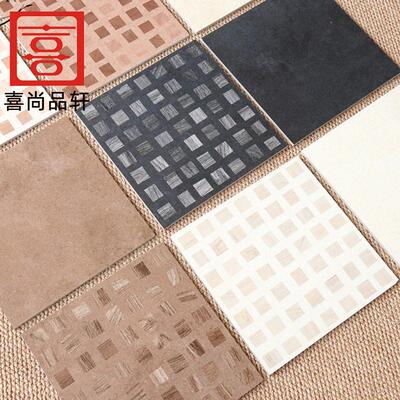 中古风全瓷黑白格子素色小花砖300X300卫生间厨房阳台玄关防滑砖