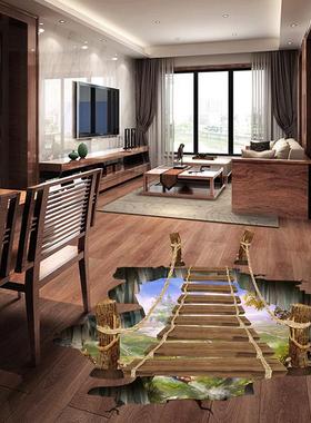 创意家居装饰画儿童房地板卡通卫生间地面贴纸吊桥PVC防水XL8129