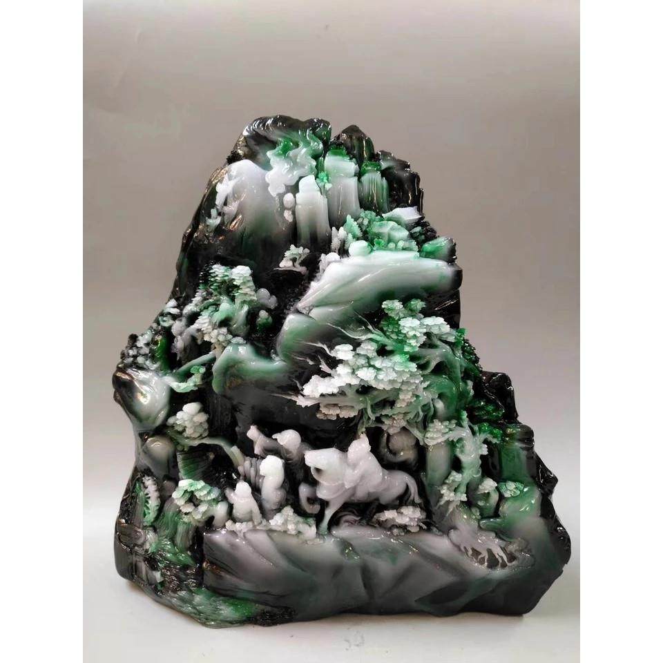 仿奇石原石石头雕刻摆件绿松石客厅观赏石玉雕寿山石玉器工艺品