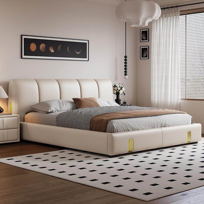 现代简约皮床主卧床1.8米双人床1.5米单人床次卧床新款皮艺床