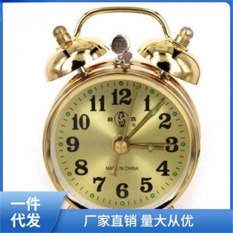经典老式复古手动发条上劲机械齿轮超大铃声闹钟金属马蹄
