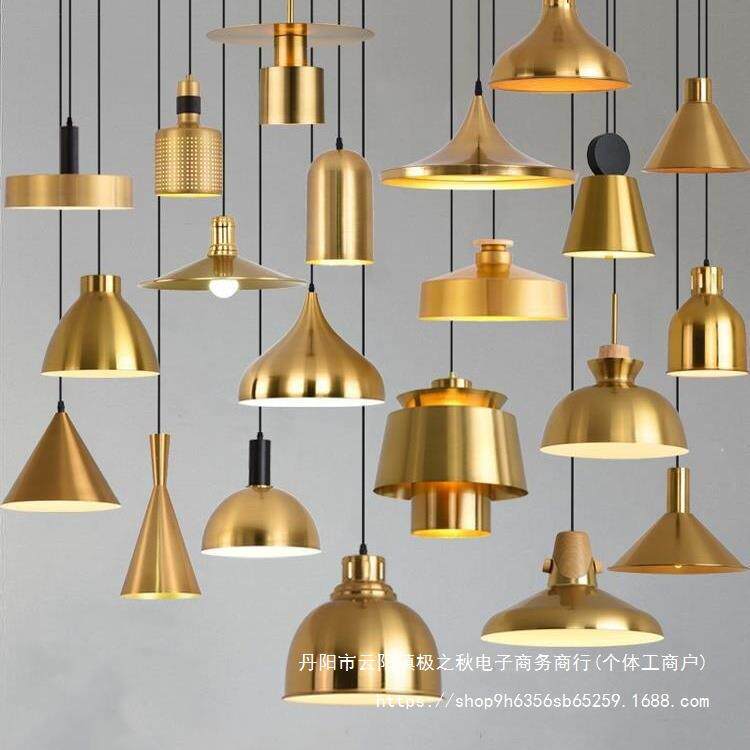 单头金色餐饮铜色餐厅吧台店铺商用吊灯火锅店自助餐酒吧工业风灯