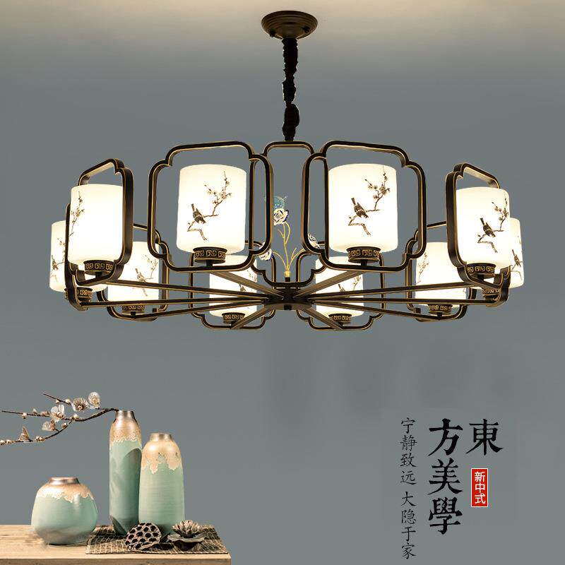 新中式吊灯客厅风现代简约餐厅灯仿古卧室书房间圆形中式灯具