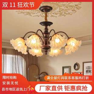 美式 设计感复古大厅主灯中古高级感大气卧室灯 吊灯客厅灯2024新款