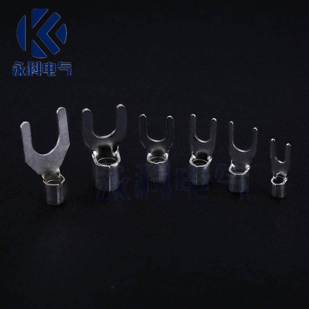 SNB2-8冷压叉形Y型U型裸端头黄紫铜线鼻耳接线端子SNB2-8