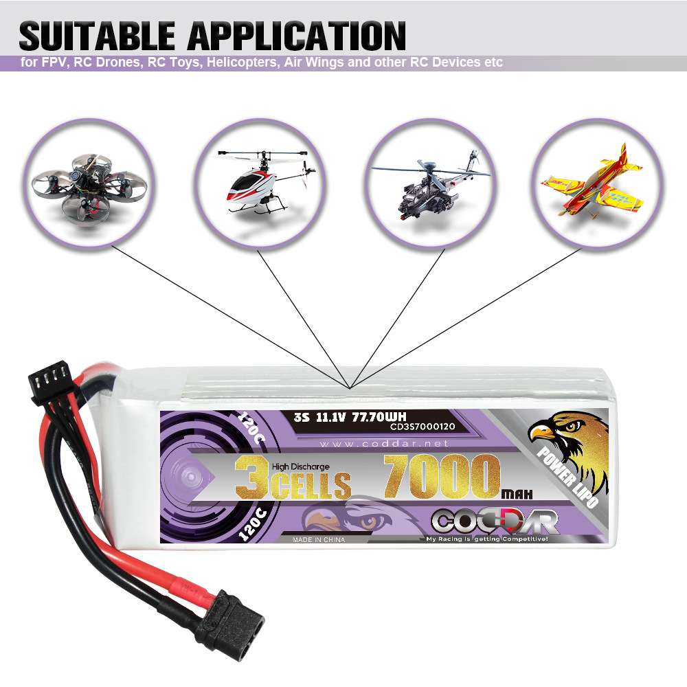 CODDAR鹰氪 7000MAH 3S 11.1V 120C船模RC车模 航模固定翼锂电池