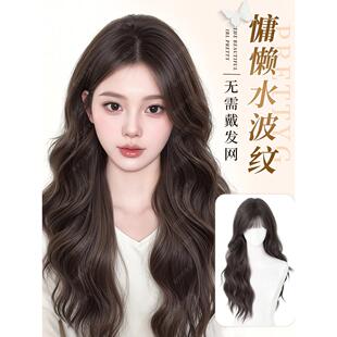 假发全头套女彷真发自然整顶羊毛卷长卷发慵懒水波纹免发网假发套