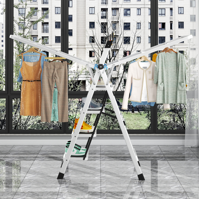 室内外梯子晾衣架两用人字梯加粗厚家用折叠多功能免安装防滑置地
