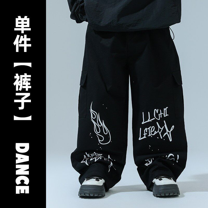 儿童街舞演出服嘻哈潮童V领卫衣套装hiphop架子鼓少儿爵士表演服