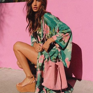 泳衣外搭披肩空调衫 海边三亚度假雪纺绿色沙滩外套防晒衣开衫 罩衫