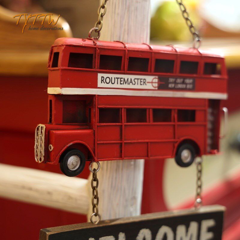 美式巴士壁挂复古汽车模型铁皮画创意店铺家居客厅餐厅墙面装饰