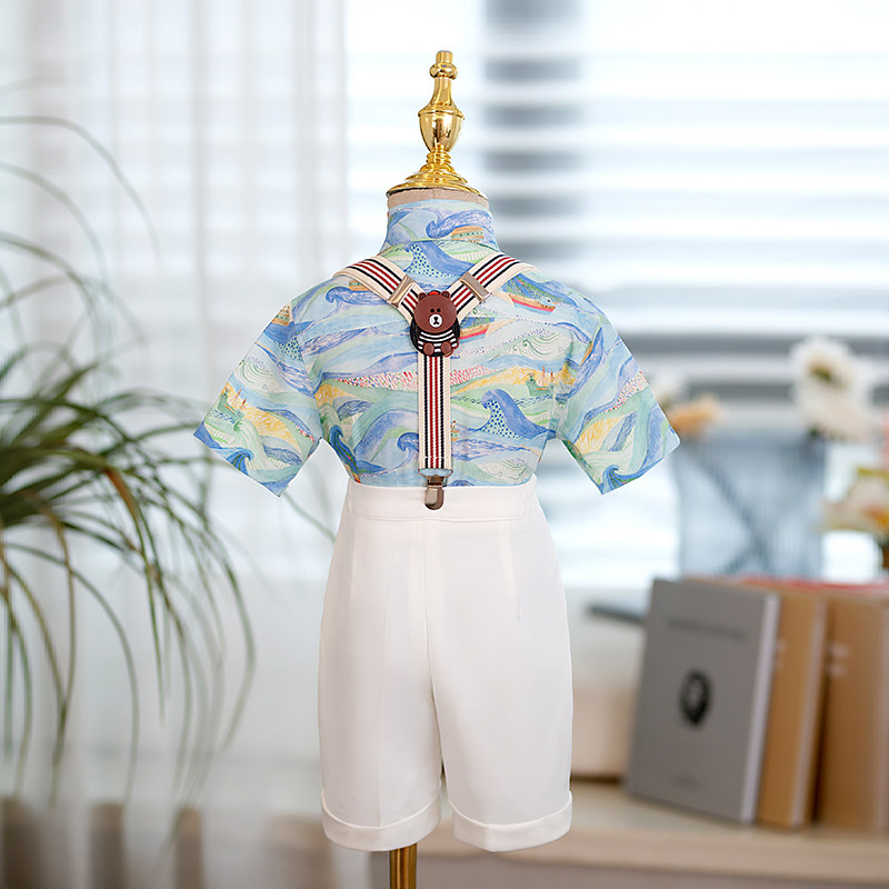 儿童西服套装男童主持人宝宝小西装花童衬衫礼服钢琴表演服装夏季