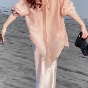 名媛风薄款女装两件套2024年夏季新款高级感显瘦气质吊带裙外套女