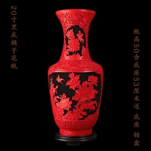 20寸大号扬州漆器红龙花瓶摆件脱胎剔红漆雕特产单位礼品特色礼物