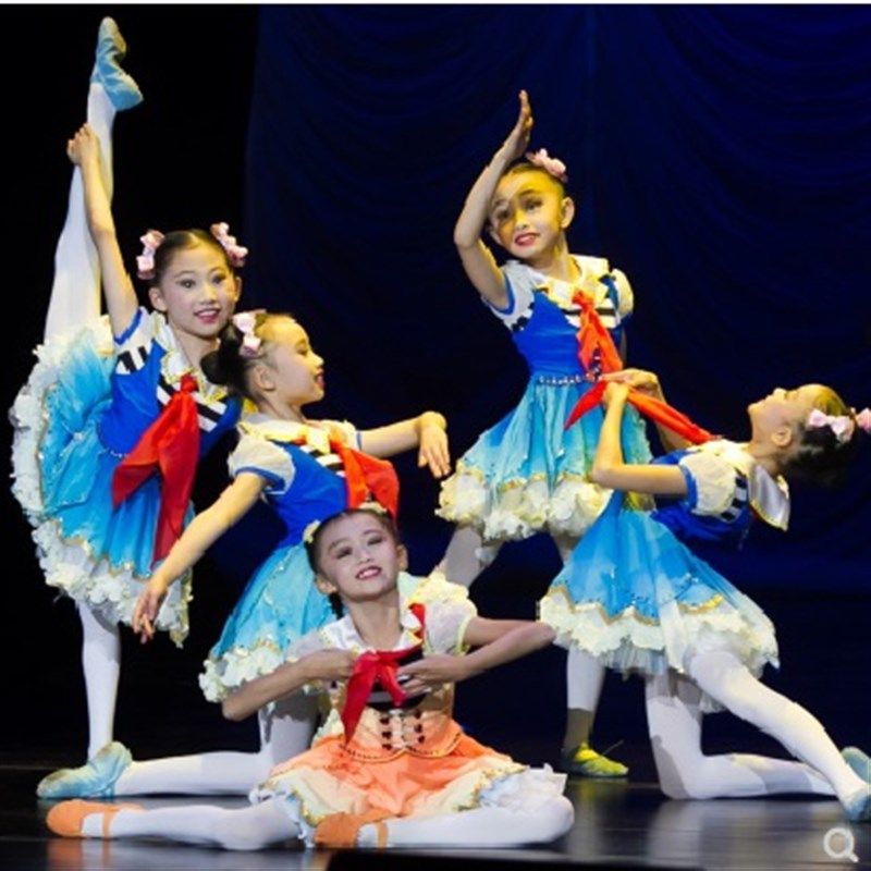 当我戴上红领巾小荷风采儿童舞蹈表演演出服中小学生合唱服蓬蓬裙