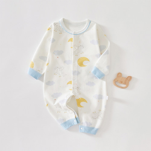 贝肽斯婴儿秋冬婴儿连身服男女宝纯棉衣服新生婴儿爬服2023年新款