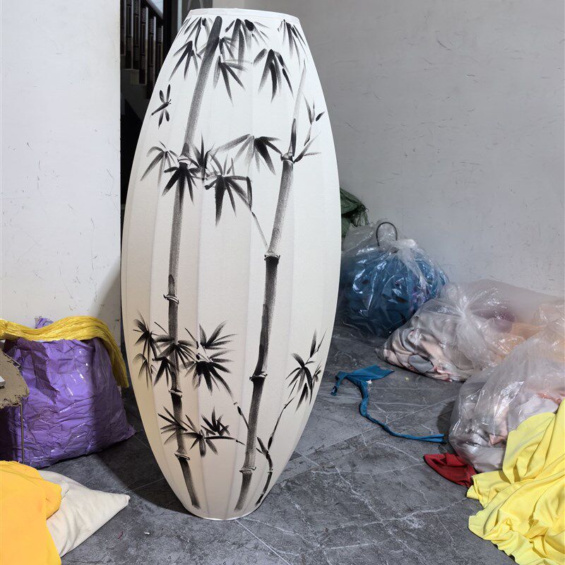 吊灯新中式手绘玄关过道灯笼餐厅酒楼手工布艺铁艺庭院茶楼橄榄灯