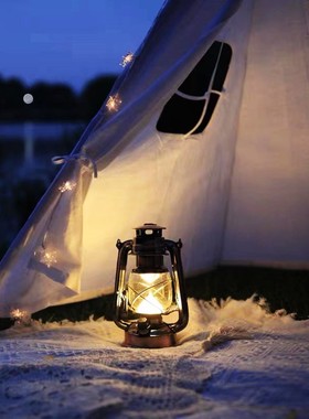 复古马灯户外营地灯野营帐篷复古露营灯挂式照明五号电池超长续航