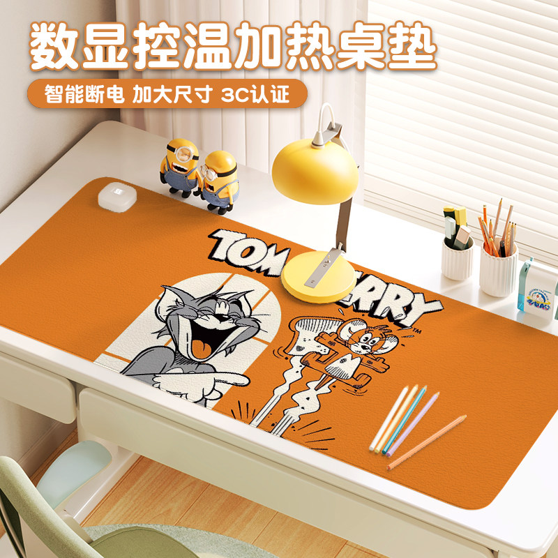 猫和老鼠加热鼠标垫子女生卡通ins超大发热暖桌垫办公室垫子桌面垫防水usb电脑键盘垫电热板暖手桌垫可加热垫