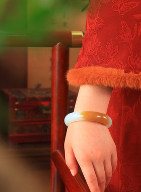 新疆和田玉糖白玉手镯平安镯保真