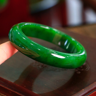 新疆和田玉碧玉平安镯正圈山流水一物一证天然玉石女款油润送礼物