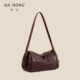 哈弘新款 头层牛皮可单肩可斜挎包枕头包长圆包双带包休闲复古通勤