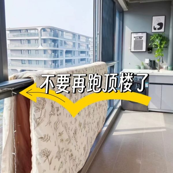 要再跑顶楼脸盆架免打孔伸缩杆门帘！挂衣杆不了晾衣杆浴帘支撑杆