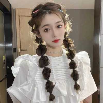 新款直销假发女高马尾俏皮可爱自然灯笼网红泡泡辫假发双马尾辫子