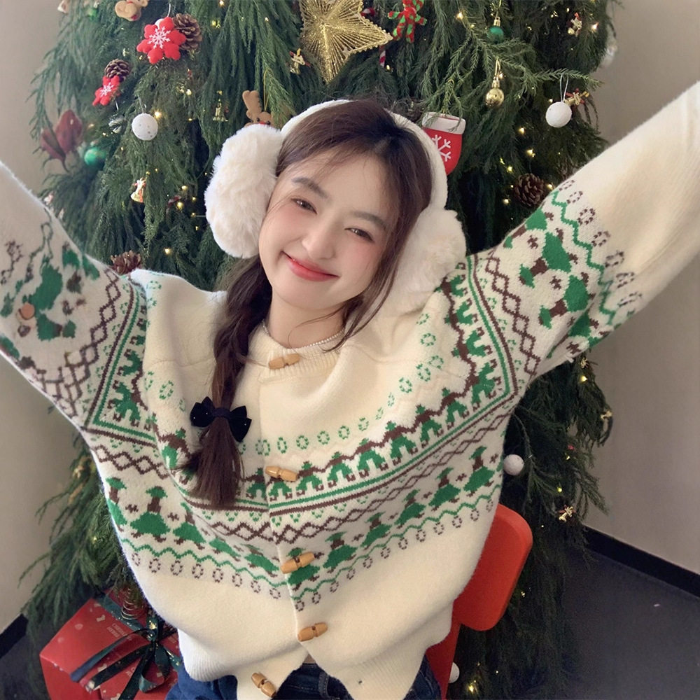 新年氛围感费尔岛毛衣开衫女秋冬软糯慵懒风牛角扣针织外套上衣春,女装/女士精品,毛衣,淘宝优惠券,粉丝福利购,淘宝优惠卷