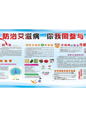 预防艾滋病海报防艾宣传标语传海报社区学校医院诊所艾滋病知识预