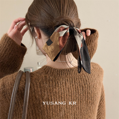 与桑复古印花丝巾发圈百搭气质